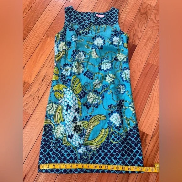 LILLY PULITZER Stephanie Koi Fish Print Sleeveless Sheath Dress Womens Sz 4 READ - Picture 13 of 14